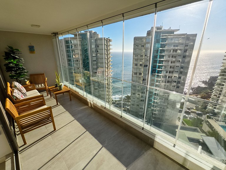 Dpto en Reñaca con espectacular terraza y piscina