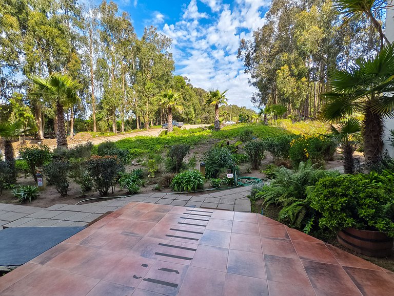 Sea view, beach access, and a huge garden.