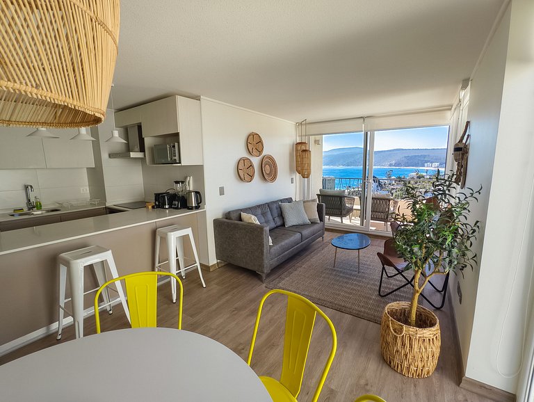 Depto. para 6 Hermosa Vista a la Playa Chica