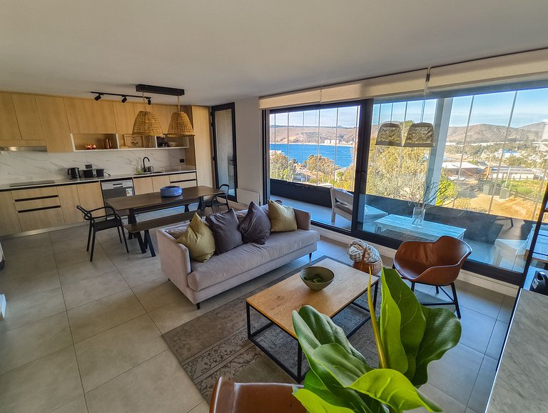 Hermosa vista a la bahía de Papudo para 8 personas